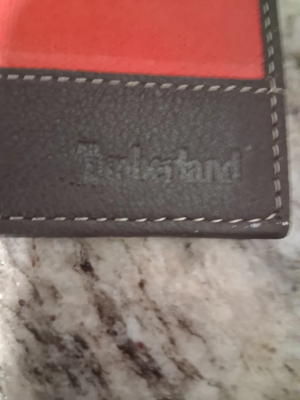 Timberland Red Canvas and Brown Leather Card Holder